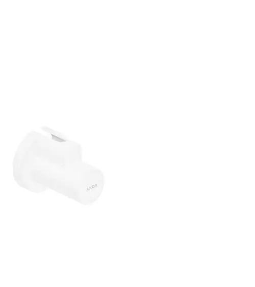 Weißer Schuberauslauf mit einfacher Form, möglicherweise für Bad- oder Küchenanwendungen. Produkt von Hansgrohe in minimalistischer Gestaltung.